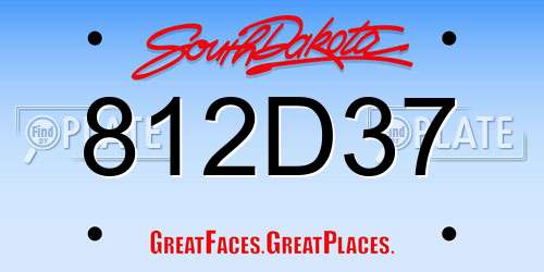 812D37 South Dakota License Plate