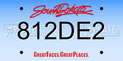 812DE2 South Dakota License Plate