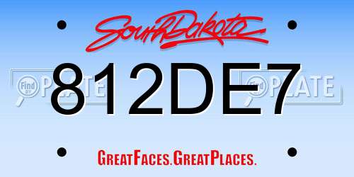812DE7 South Dakota License Plate