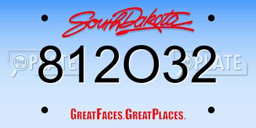 812O32 South Dakota License Plate