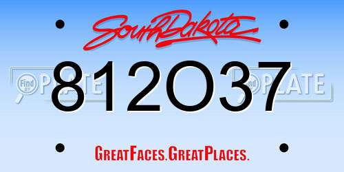 812O37 South Dakota License Plate