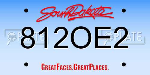 812OE2 South Dakota License Plate