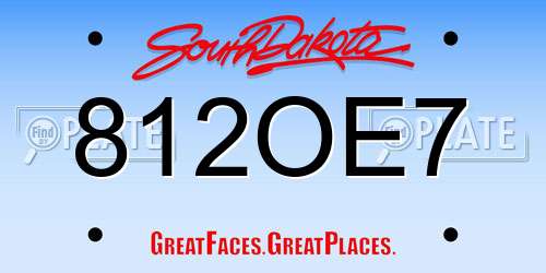 812OE7 South Dakota License Plate