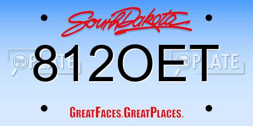 812OET South Dakota License Plate