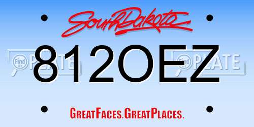 812OEZ South Dakota License Plate