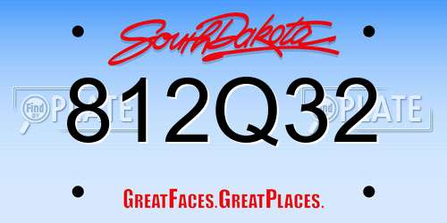 812Q32 South Dakota License Plate