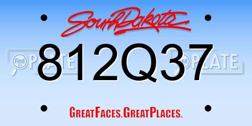 812Q37 South Dakota License Plate