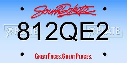 812QE2 South Dakota License Plate
