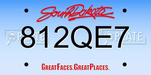 812QE7 South Dakota License Plate