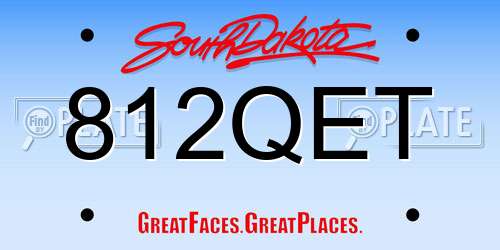 812QET South Dakota License Plate