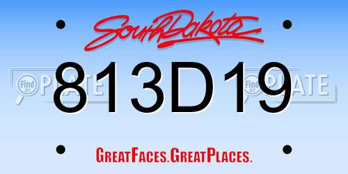 813D19 South Dakota License Plate