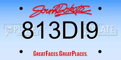 813DI9 South Dakota License Plate