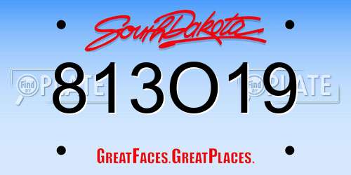813O19 South Dakota License Plate