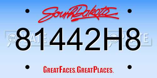 81442H8 South Dakota License Plate