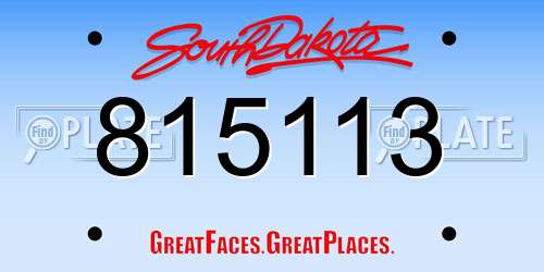 815113 South Dakota License Plate