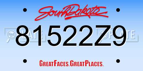 81522Z9 South Dakota License Plate