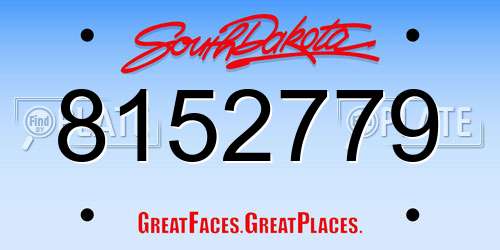 8152779 South Dakota License Plate
