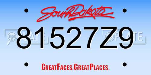 81527Z9 South Dakota License Plate