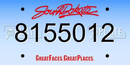8155012 South Dakota License Plate
