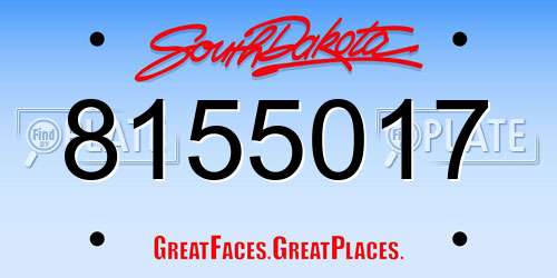 8155017 South Dakota License Plate
