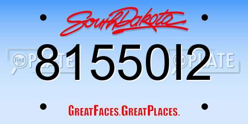81550I2 South Dakota License Plate