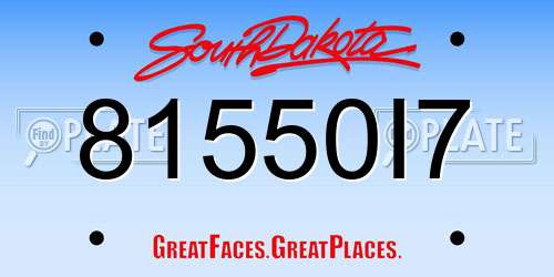 81550I7 South Dakota License Plate