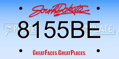 8155BE South Dakota License Plate