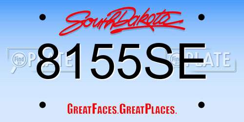 8155SE South Dakota License Plate