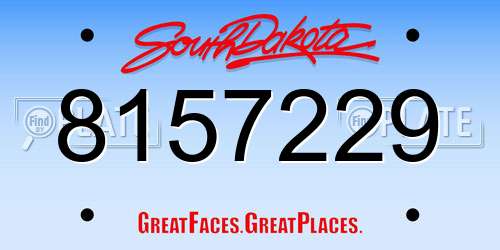8157229 South Dakota License Plate