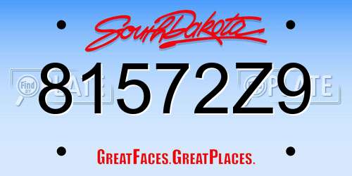 81572Z9 South Dakota License Plate