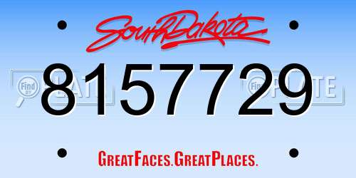 8157729 South Dakota License Plate