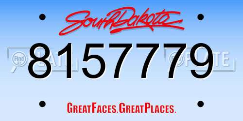 8157779 South Dakota License Plate