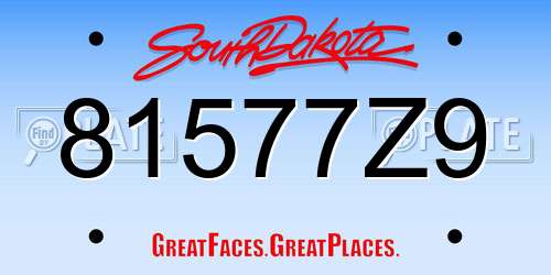 81577Z9 South Dakota License Plate