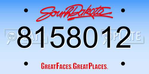 8158012 South Dakota License Plate