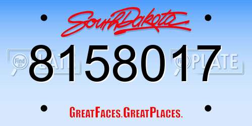 8158017 South Dakota License Plate