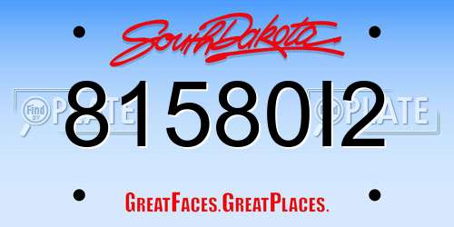 81580I2 South Dakota License Plate