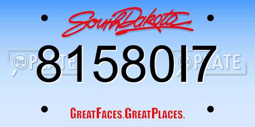 81580I7 South Dakota License Plate