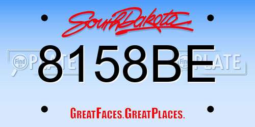 8158BE South Dakota License Plate