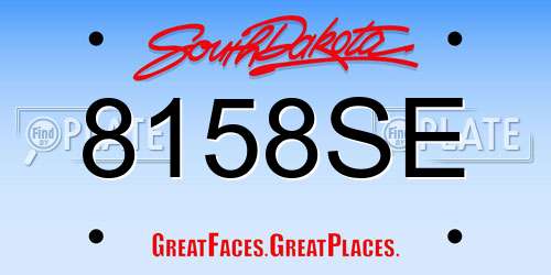 8158SE South Dakota License Plate