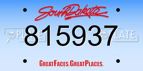815937 South Dakota License Plate