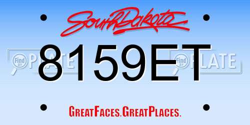 8159ET South Dakota License Plate
