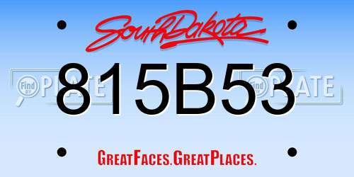 815B53 South Dakota License Plate