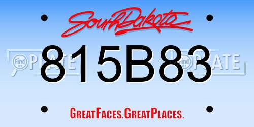 815B83 South Dakota License Plate