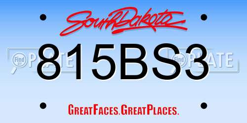 815BS3 South Dakota License Plate
