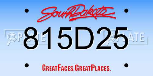 815D25 South Dakota License Plate