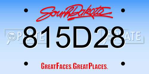 815D28 South Dakota License Plate