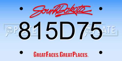 815D75 South Dakota License Plate