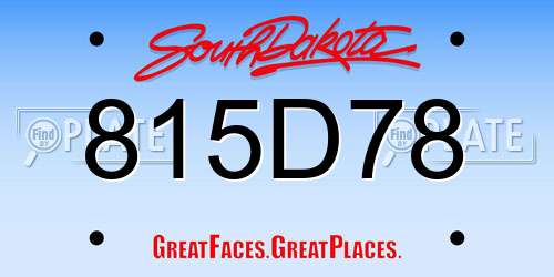 815D78 South Dakota License Plate