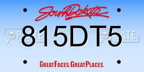 815DT5 South Dakota License Plate