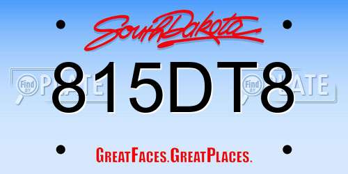 815DT8 South Dakota License Plate